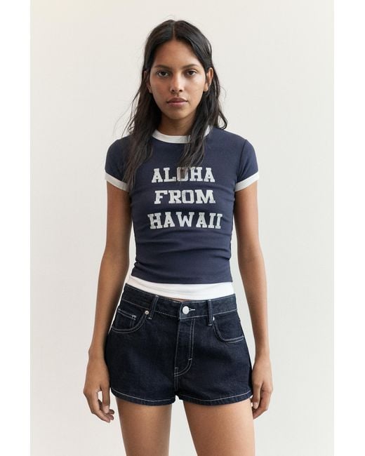 Pull&Bear Blue Lilo & Stitch Regular Fit T-Shirt
