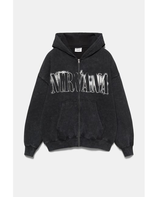 Sweat Nirvana À Capuche Zippé Pull&Bear pour homme en coloris Black