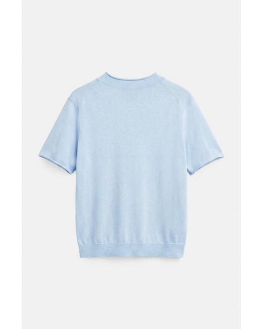 Pull&Bear Blue Fitted Short Sleeve Jumper