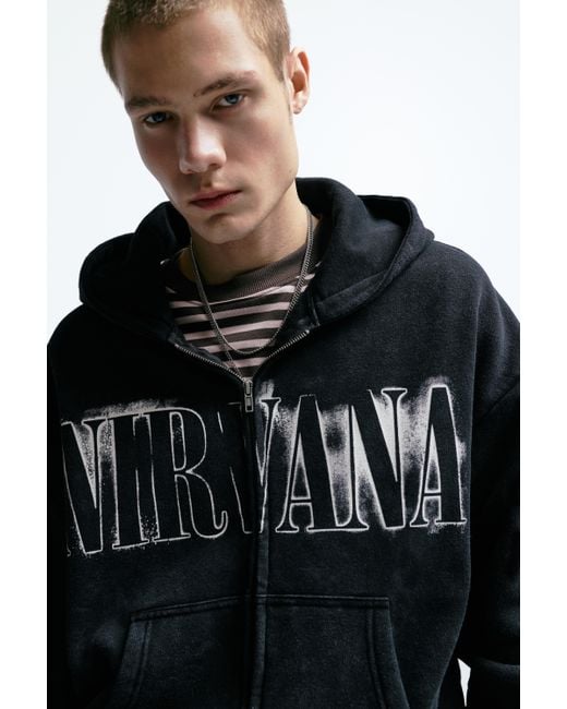Sweat Nirvana À Capuche Zippé Pull&Bear pour homme en coloris Black