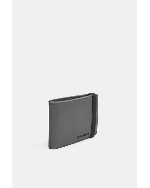 Pull&Bear Gray Rubberised Wallet for men