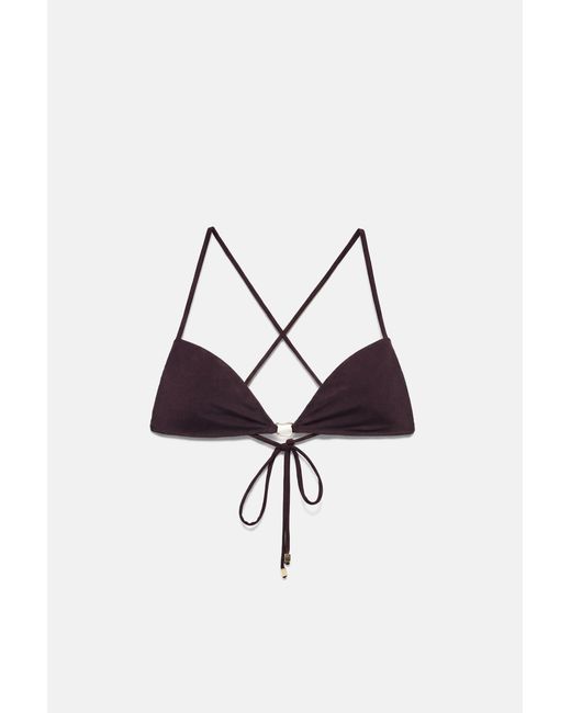 Pull&Bear Black Metal Appliqué Bikini Top