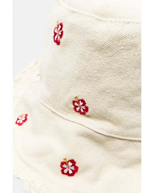 Cappello Bucket Fiore Ibisco di Pull&Bear in Natural