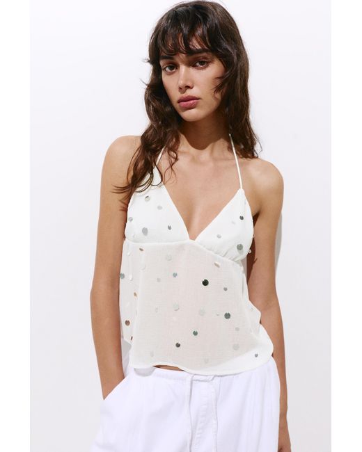 Pull&Bear White Mirror Halter Top