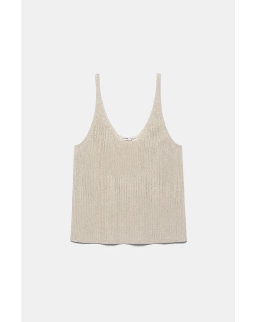 Pull&Bear Brown Purl Knit Strappy Top
