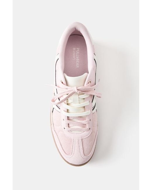 Pull&Bear Pink Retro Lace-Up Trainers