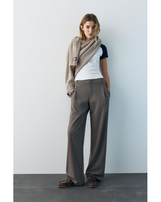 Pull&Bear Blue Darted Smart Trousers