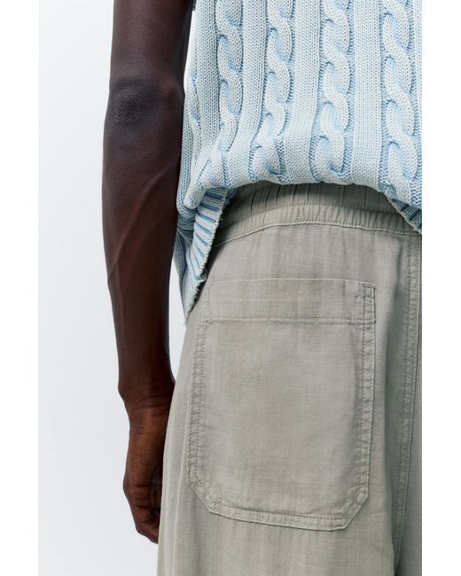 Pull&Bear Joggingbroek Van Linnenmix in het Blue voor heren