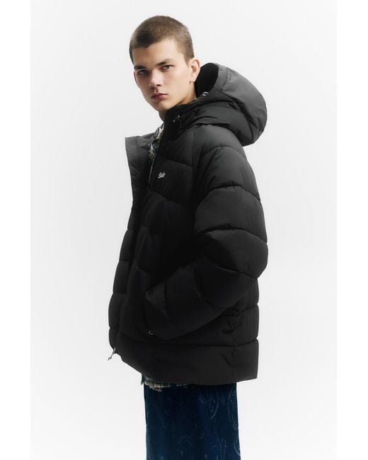 Pull&Bear Black Stwd Hooded Puffer Jacket for men