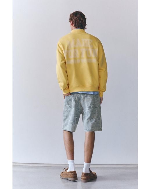 Pull&Bear Yellow Graphic Quarter-Zip Sweatshirt for men