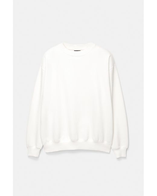 Pull&Bear White Basic Round Neck Sweatshirt for men