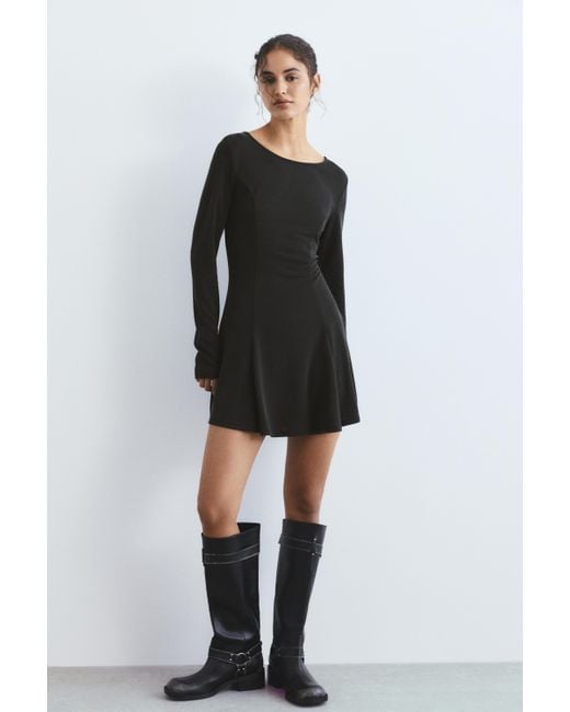 Pull&Bear Black Short Cupro Dress With A Flowing Hem