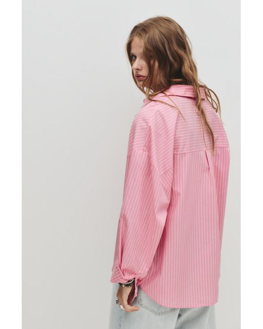 Pull&Bear Pink Rosa Gestreiftes Hemd