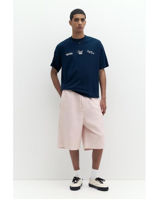Pull&Bear Blue Stwd Graphic T-Shirt for men