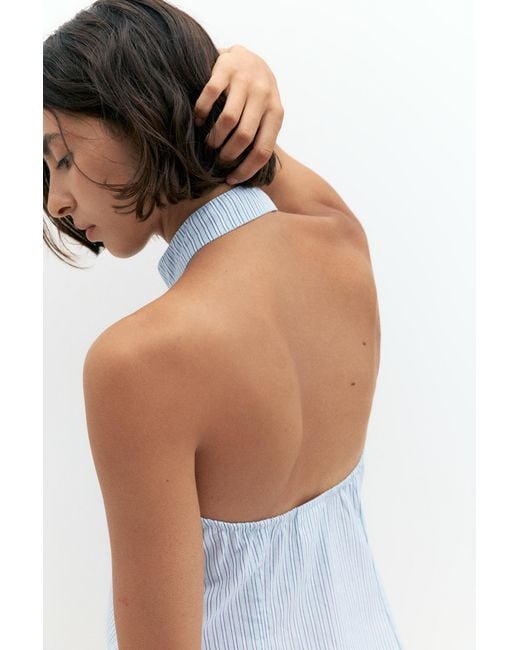 Pull&Bear Blue Striped Halter Top With Toggles