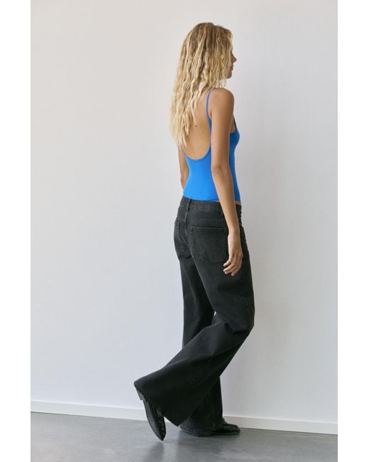 Pull&Bear Blue Polyamide Bodysuit With Thin Straps