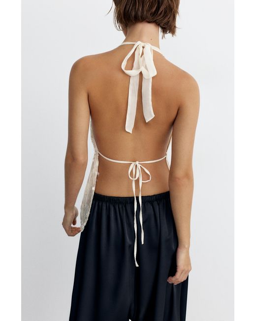 Pull&Bear Haltertop Met Lovertjes in het Blue