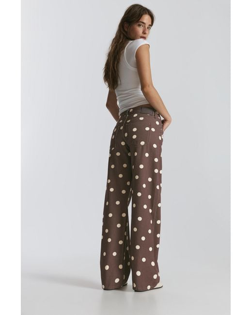 Pull&Bear Brown Polka Dot Jeans