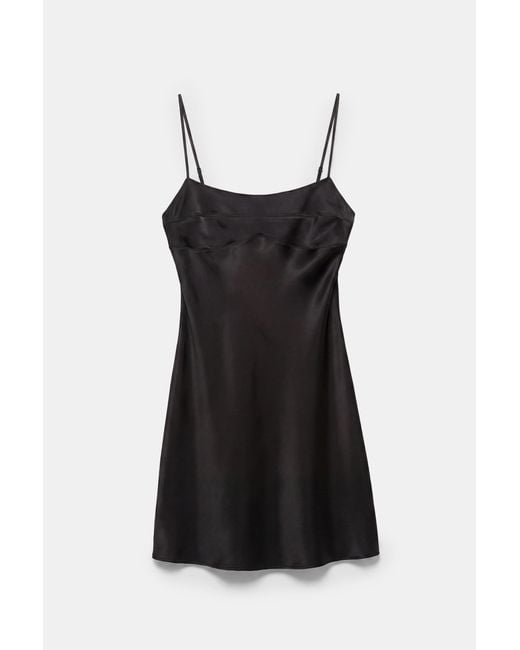 Pull&Bear Black Short Satin Strappy Dress