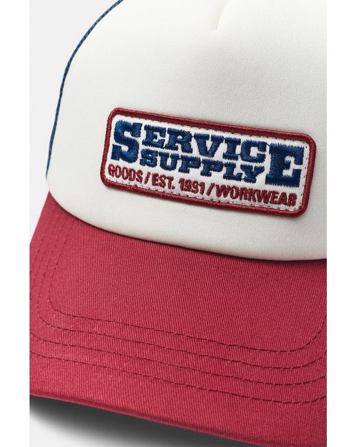 Cappello Trucker Service Supply di Pull&Bear in Red da Uomo