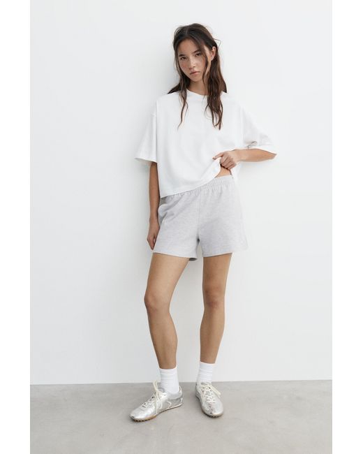Pull&Bear White Sports Shorts With Side Stripes