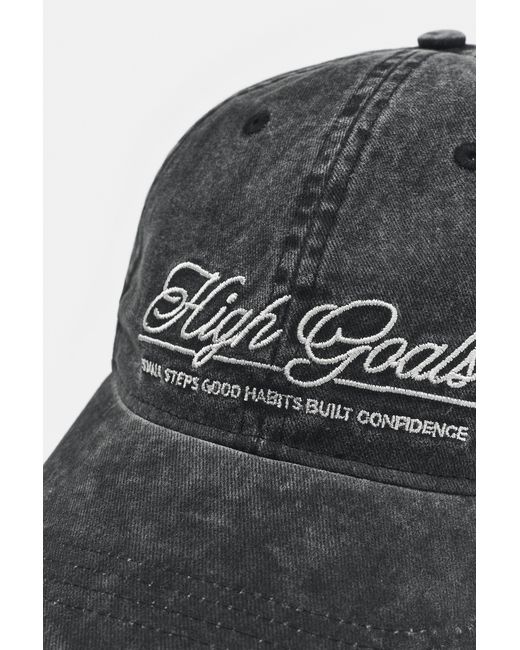 Pull&Bear Black High Goals Embroidered Cap for men