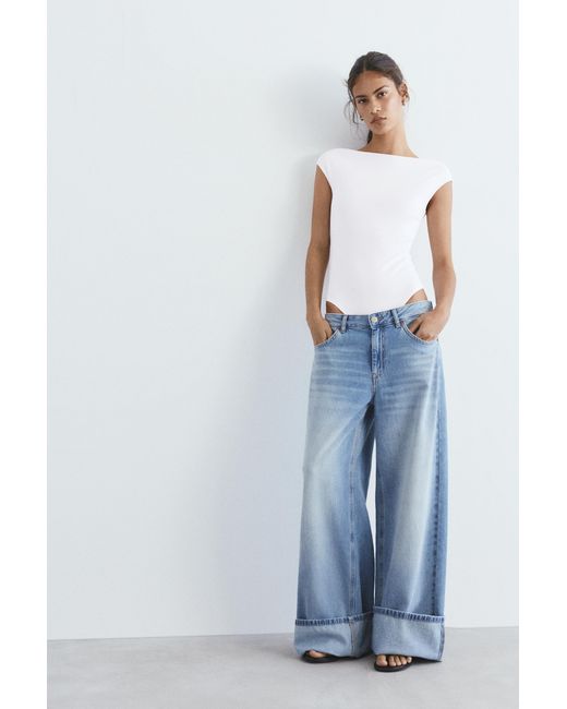 Pull&Bear Black Short Sleeve Bodysuit