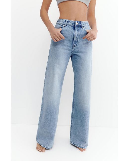 Pull&Bear Blue High-Waist Wide-Leg Jeans