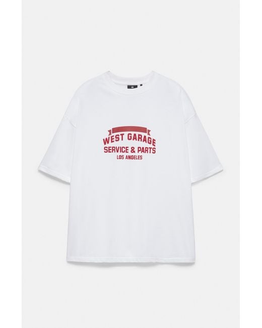 Pull&Bear White West Garage Boxy T-Shirt for men