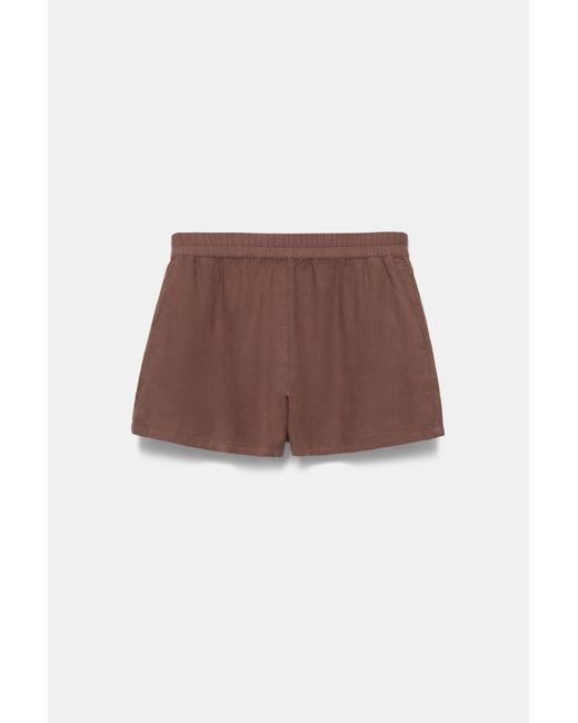 Pull&Bear Brown Linen Blend Shorts