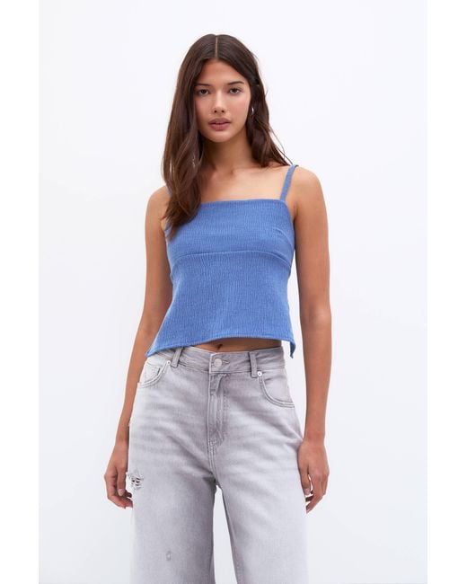 Pull&Bear Blue Top With Open Back