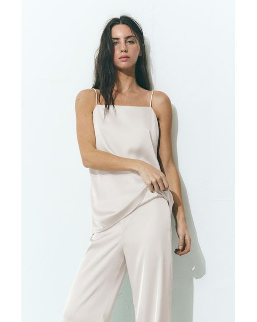 Pull&Bear Brown Satin Strappy Top
