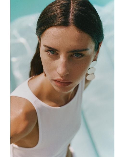 Pull&Bear White Circle Earrings
