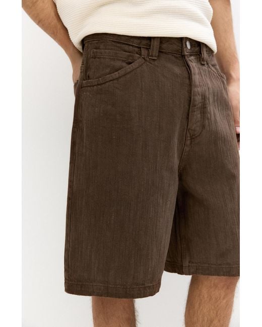 Pull&Bear Natural Baggy Bermuda Shorts for men