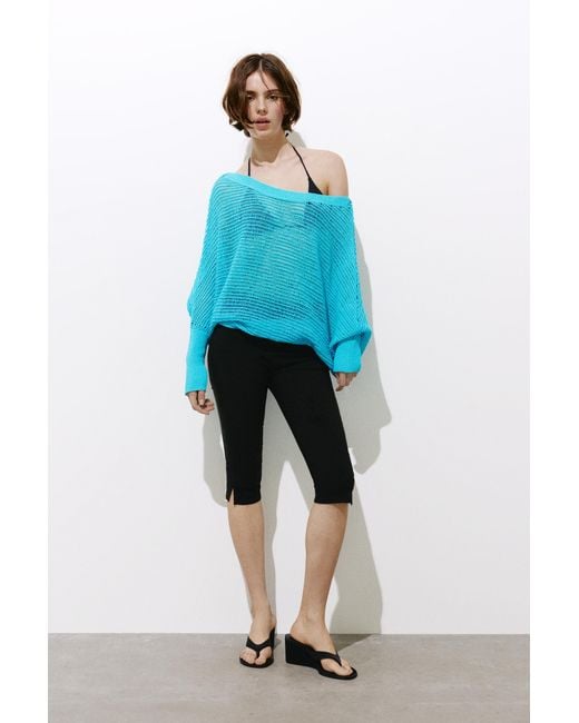 Pull&Bear Blue Ribbed Open-Knit Jumper