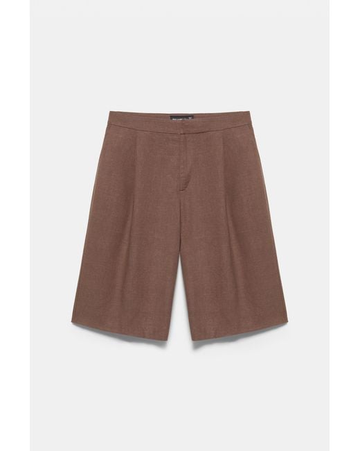 Pull&Bear Blue Rustic Darted Bermuda Shorts
