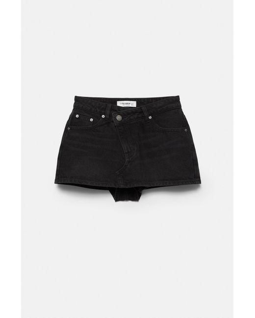 Pull&Bear Red Cross-Waist Denim Skort