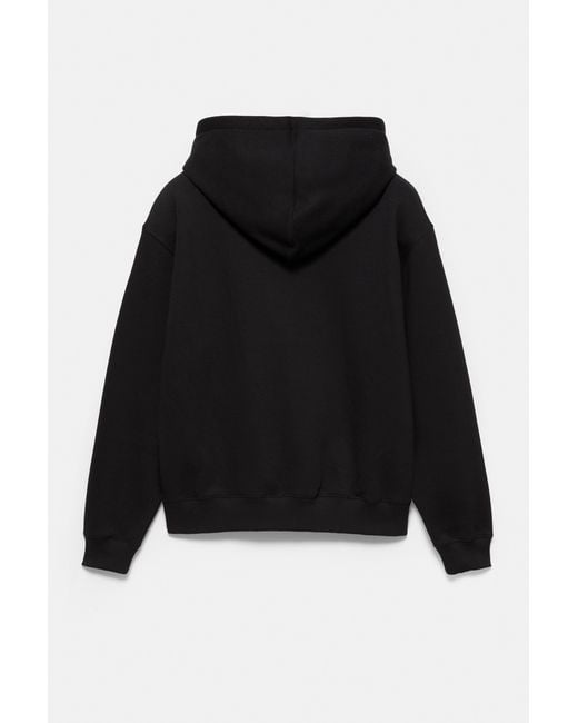 Pull&Bear Black Basic Hooded Sweatshirt for men