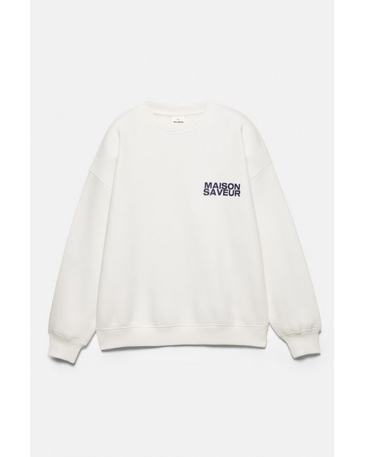 Pull&Bear White Profiterole Graphic Sweatshirt