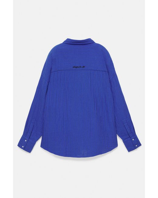 Pull&Bear Gestreept Rustiek Overhemd in het Blue