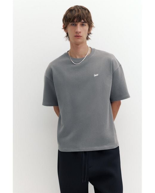 Pull&Bear Gray Short Sleeve Logo Sweatshirt for men