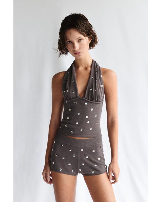 Pull&Bear Multicolor Studded Halter Top