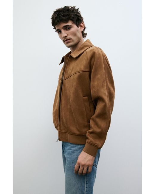 Pull&Bear Blue Faux Suede Jacket for men