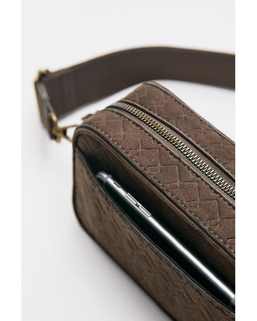 Pull&Bear Brown Stwd Embossed Crossbody Bag for men