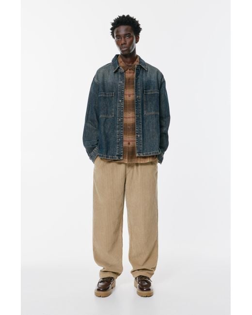 Pull&Bear Blue Baggy Corduroy Joggers for men