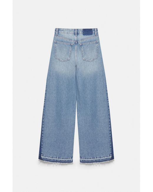 Jean Wide Leg Patchwork Pull&Bear en coloris Blue