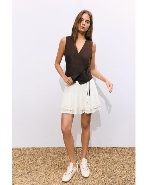 Pull&Bear Black Ruffled Mini Skirt
