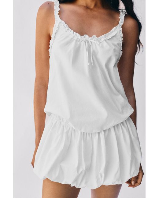 Pull&Bear Witte Korte Balloon Jurk in het Gray