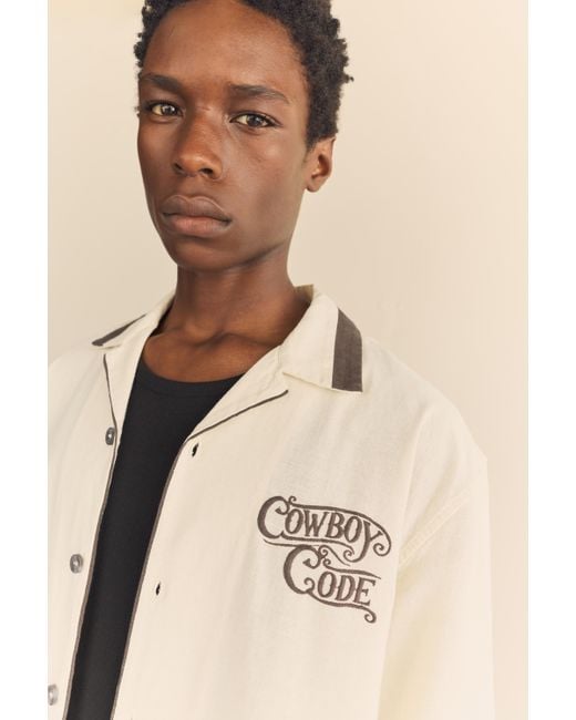 Pull&Bear Natural Cowboy Code Short Sleeve Shirt for men