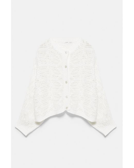 Pull&Bear White Oversize Cutwork Knit Cardigan